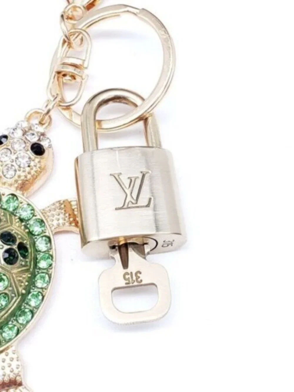 LV Gold Padlock 🔑 Authentic Louis Vuitton Charm + Unbranded Turtle Keychain
